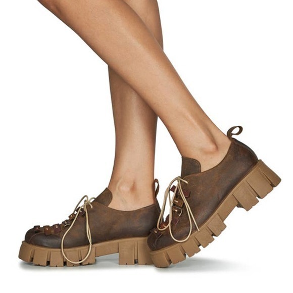 PAPUCEI Gemo Platform Chunky Heel‎ Shoe Street Wear Size 7.5 US  38 Euro NEW - Picture 2 of 12